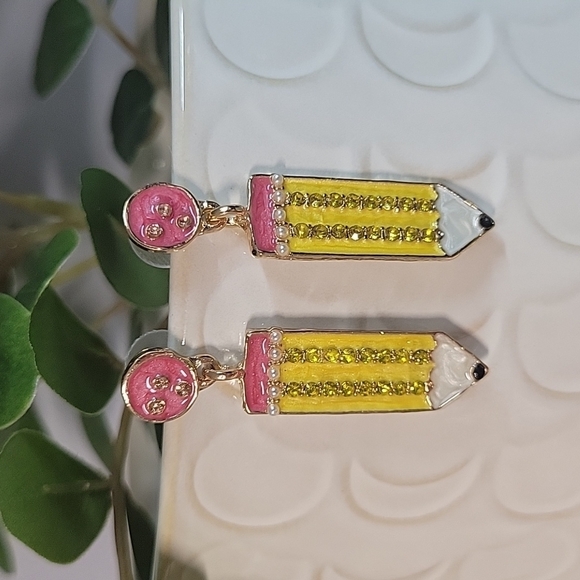 🔥LAST PAIR🔥 Embellished Pencil Drop Earrings - Picture 1 of 6